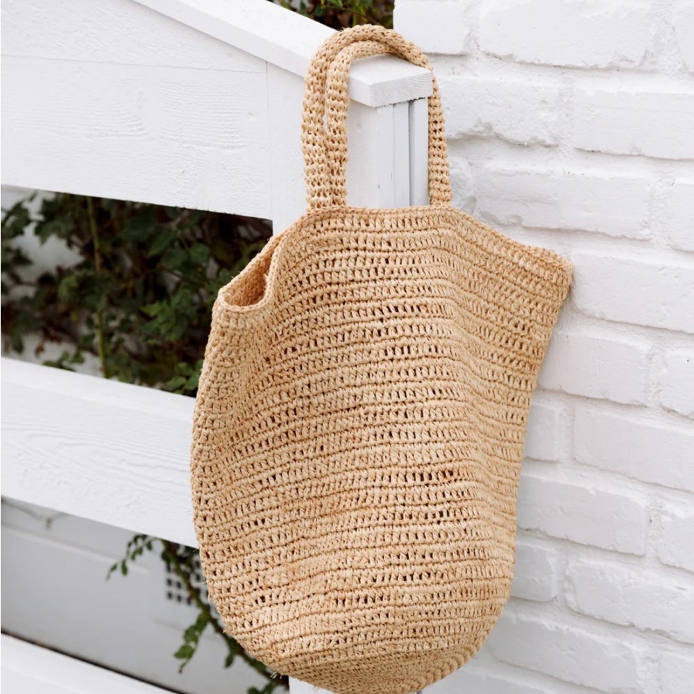 NWT Jenni kayne sold out natural raffia tote crochet - Picture 4 of 4